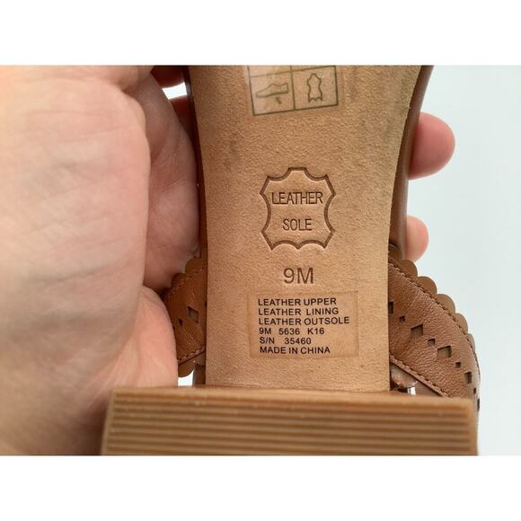 Tory Burch Size 9 Light Brown Kitten Heel Slides Floral Charms Boehmian - Picture 4 of 9